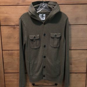 EXPRESS Hooded Cardigan Sweater (Olive Green)